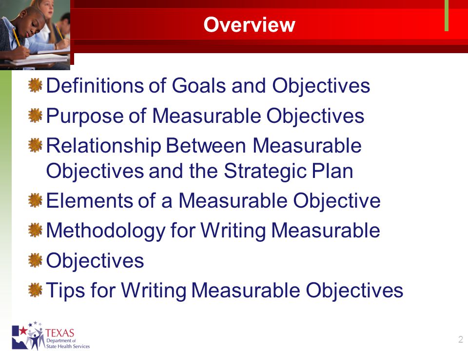 Writing measurable objectives